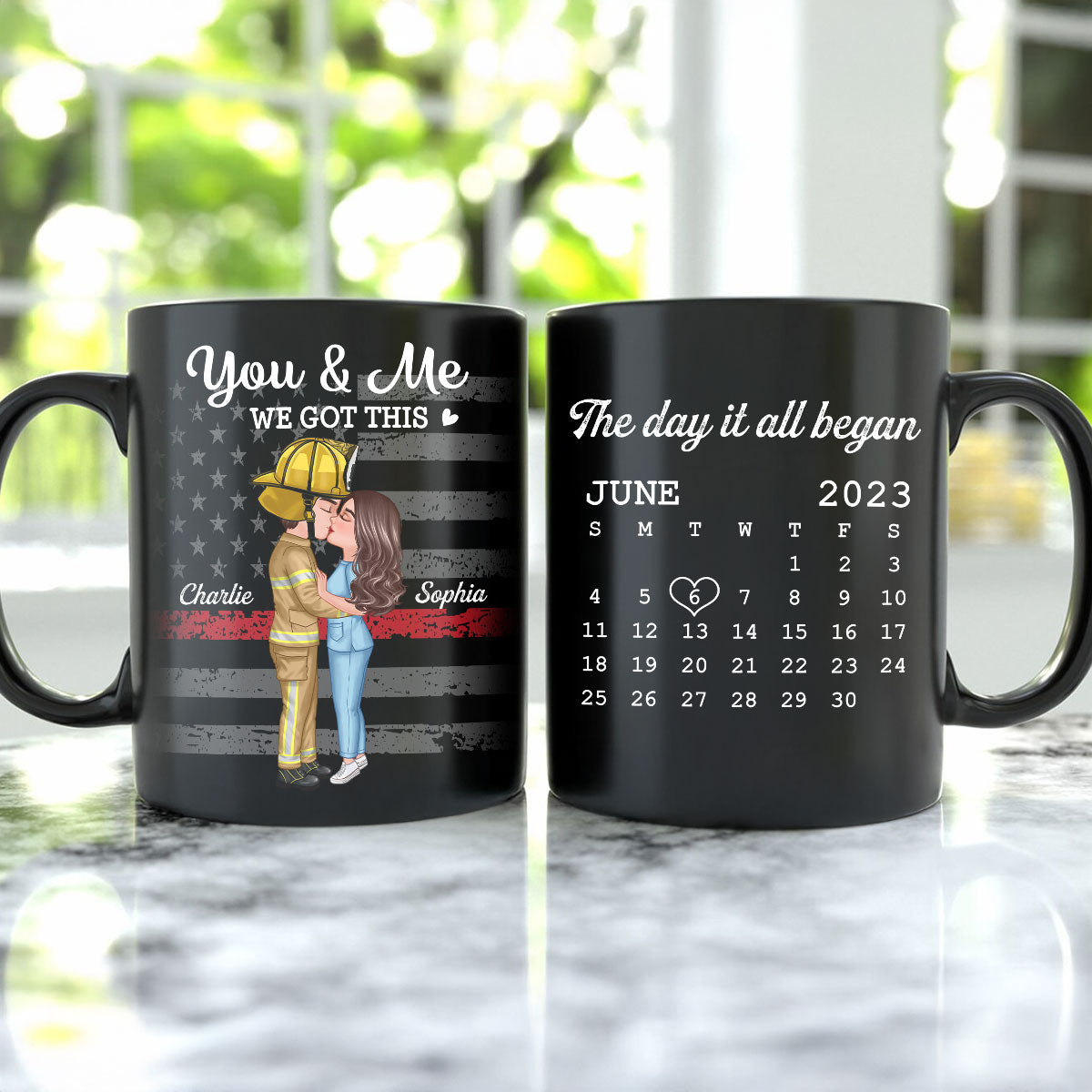 You & Me We Got This Hero Couple Kissing Anniversary Calendar Keepsake Personalized Mug