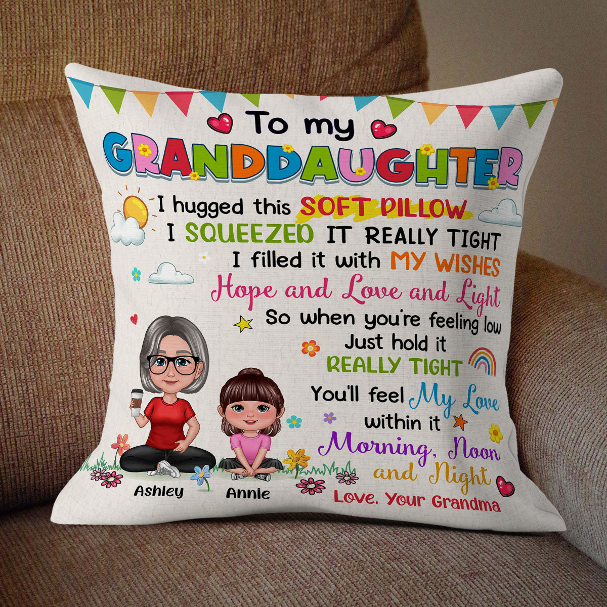 To My Granddaughter Grandson Pretty Doll Personalized Pillow