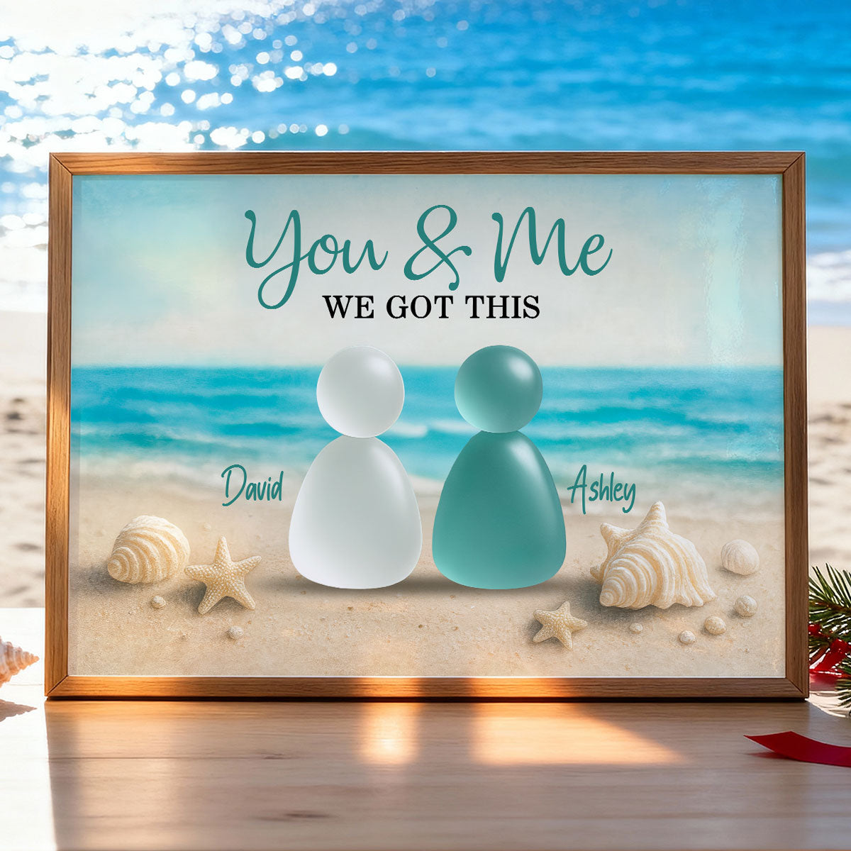 3D Sea Glass Effect Eternal Love Couple Christmas - Personalized Poster