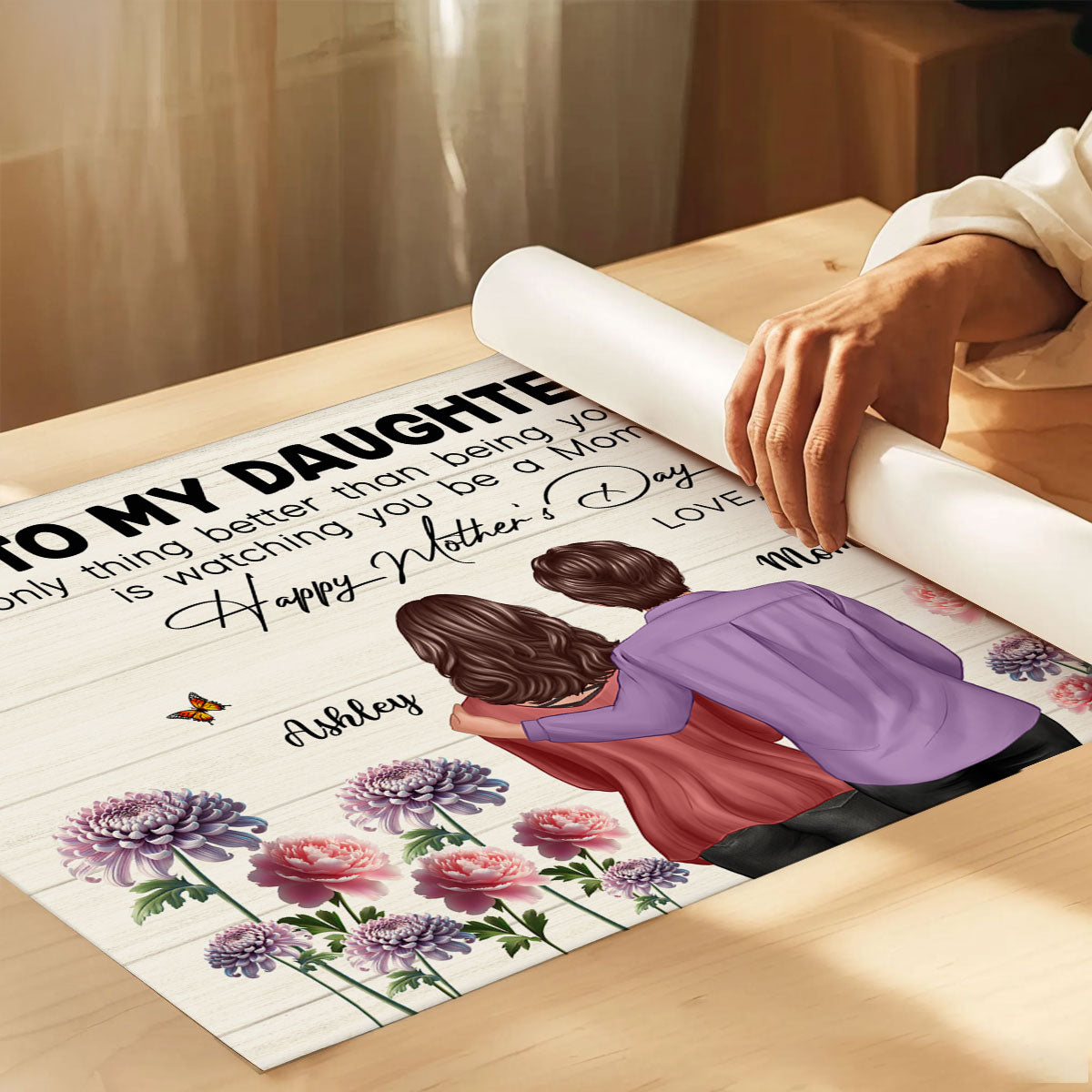 To My Daughter From Mom Happy Mother's Day Birth Flower Personalized Poster, Gift For Daughter