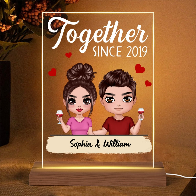 Doll Couple Sitting Personalized Rectangle LED Night Light