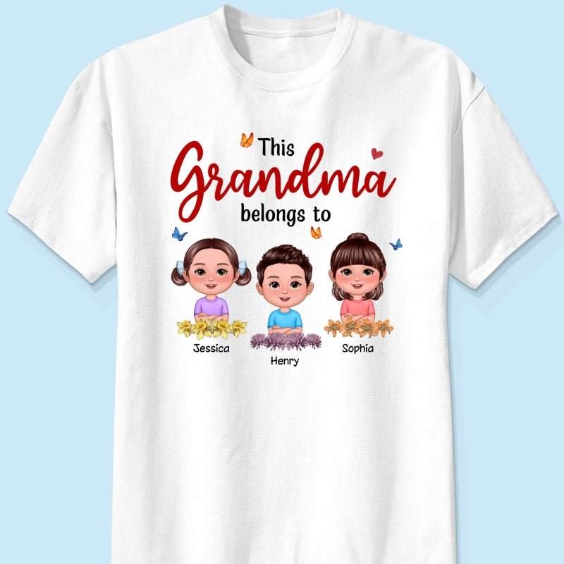 This Grandma Mom Belongs To Birth Month Flowers Cute Kids Personalized Shirt, Gift for Moms, for Grandmas