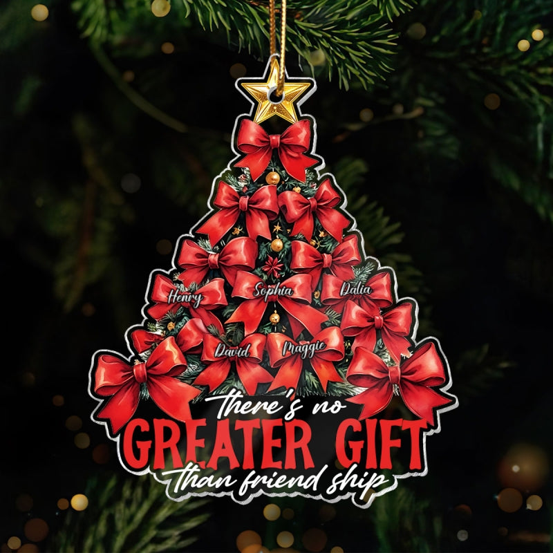 Christmas Coquette Bows Best Friends Sisters Personalized Acrylic Ornament, Christmas Gift for Besties, Sisters