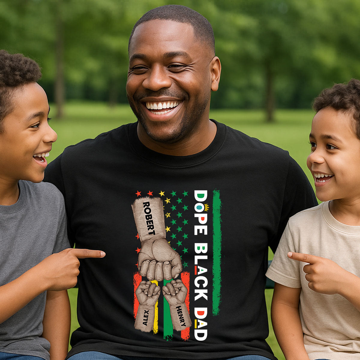 Juneteenth Dope Black Dad African American Flag Personalized Shirt