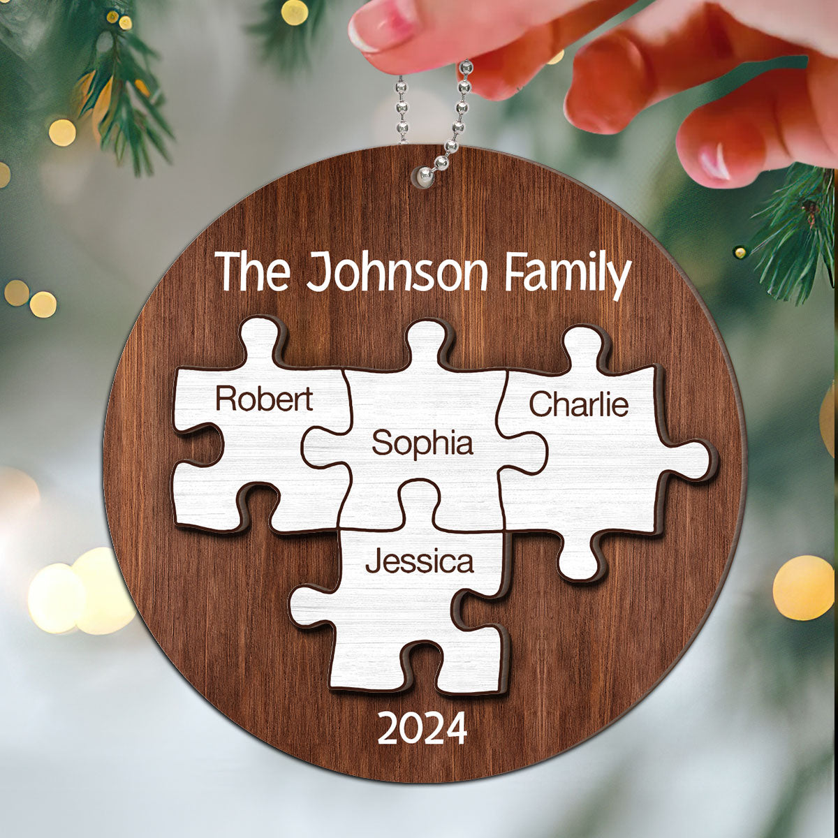 Pieces Of Our Family Christmas Keepsake Personalized 2-Layer Wooden Ornament