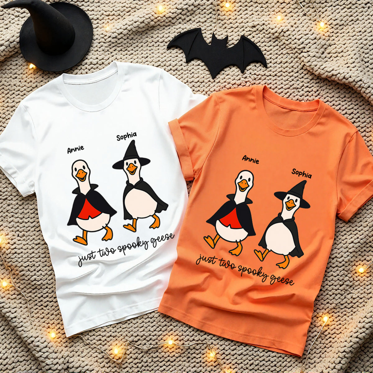 Halloween Funny Cute Spooky Goose Besties Personalized Shirt, Group Shirt For Besties
