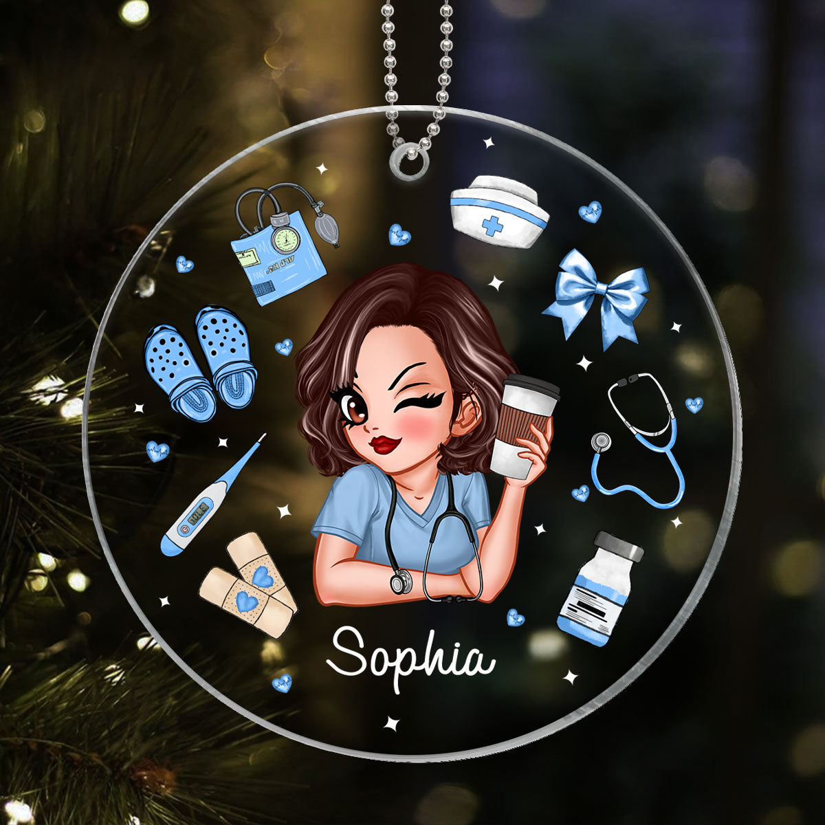 Nurse Things Coquette Style Personalized Acrylic Ornament