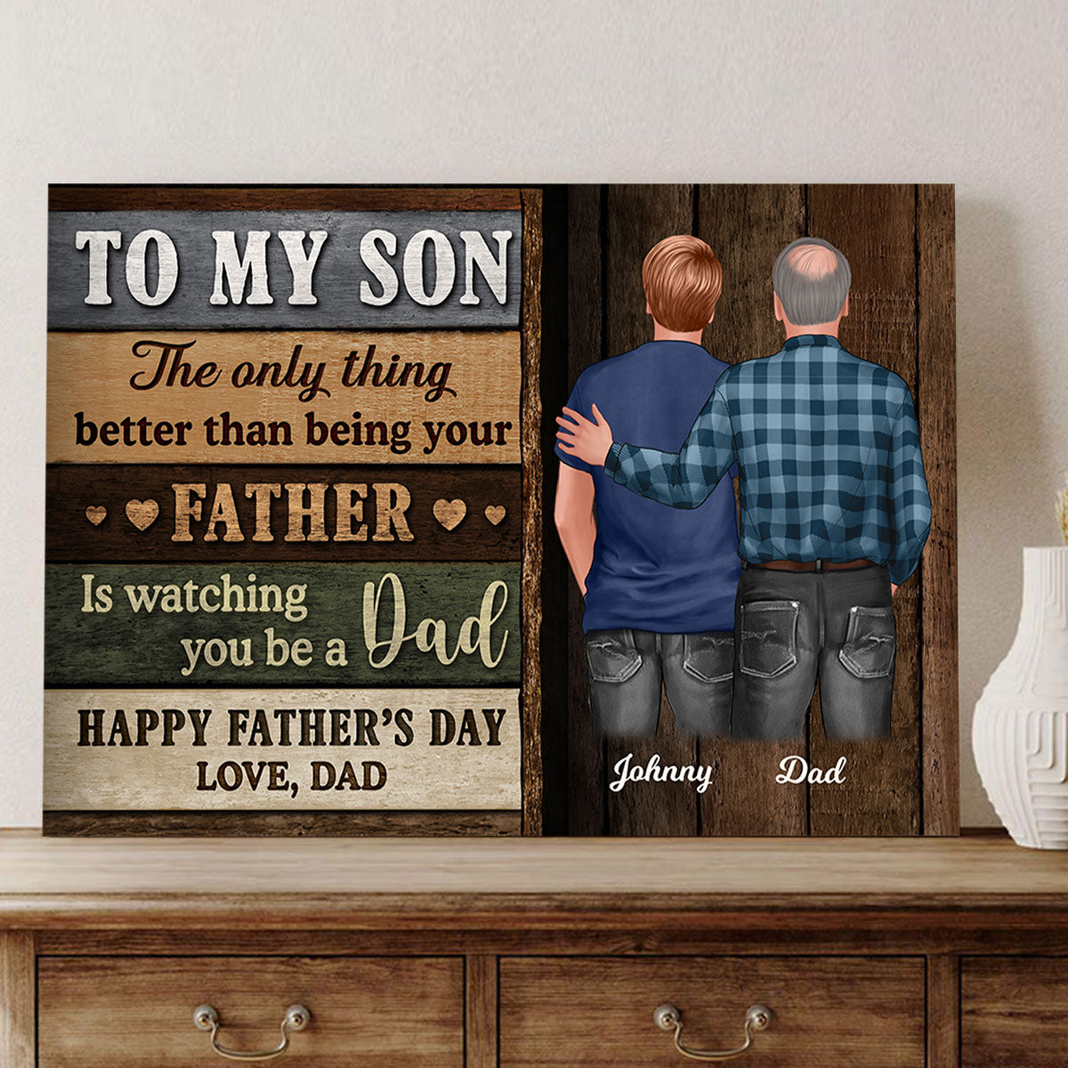 Colored Wood Pallets To My Son From Mom Personalized Wrapped Canvas| Heartfelt Father's Day Gift For Son