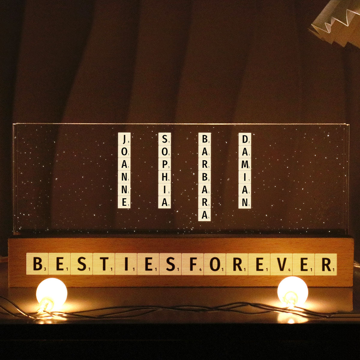 Family Friends Grandma Puzzle Words Personalized Acrylic Block LED Night Light