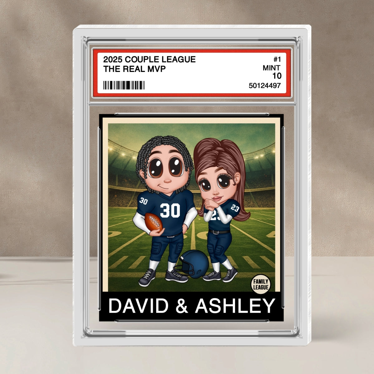 Y2K Football Couple Trading Card Style Personalized Acrylic Block