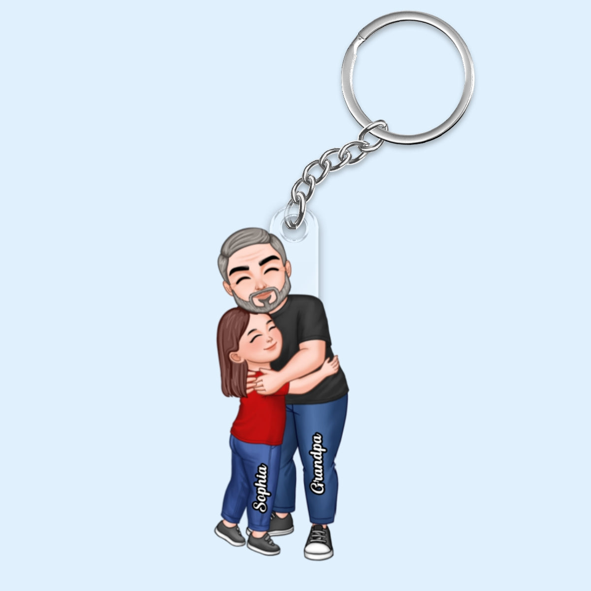 Dad Grandpa Hugging Kid Personalized Acrylic Keychain