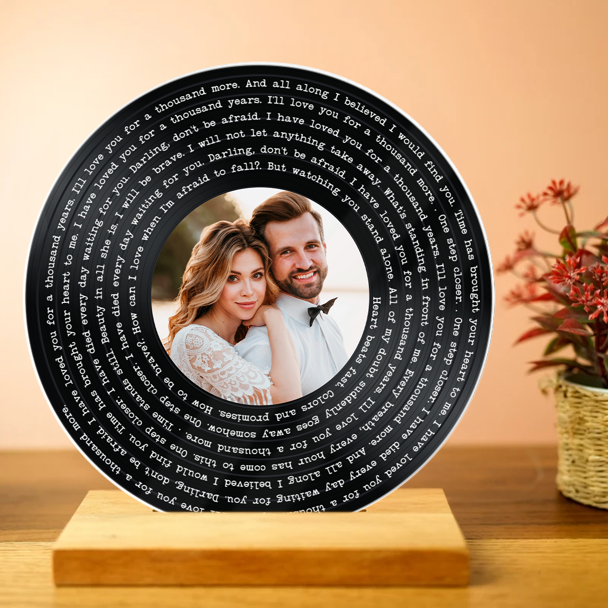Personalized Vinyl Lyrics Record with Photo - Acrylic Song Plaque - Anniversary Wedding  Birthday Gift for Her Him