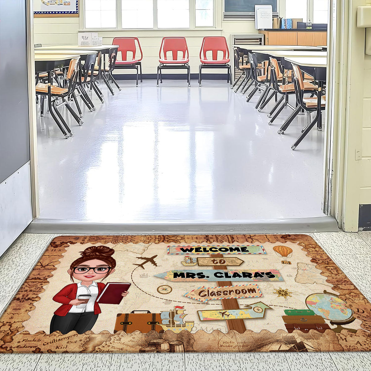 Welcome To Teacher Classroom Adventure Explore The World Personalized Doormat