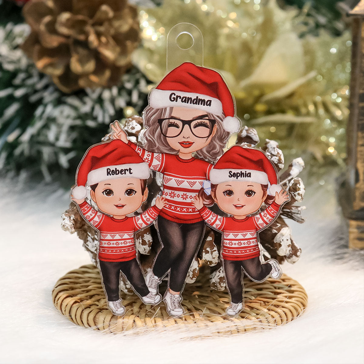 Grandma Grandkids - Personalized Acrylic Ornament - Gift For Granddaughter, Grandson