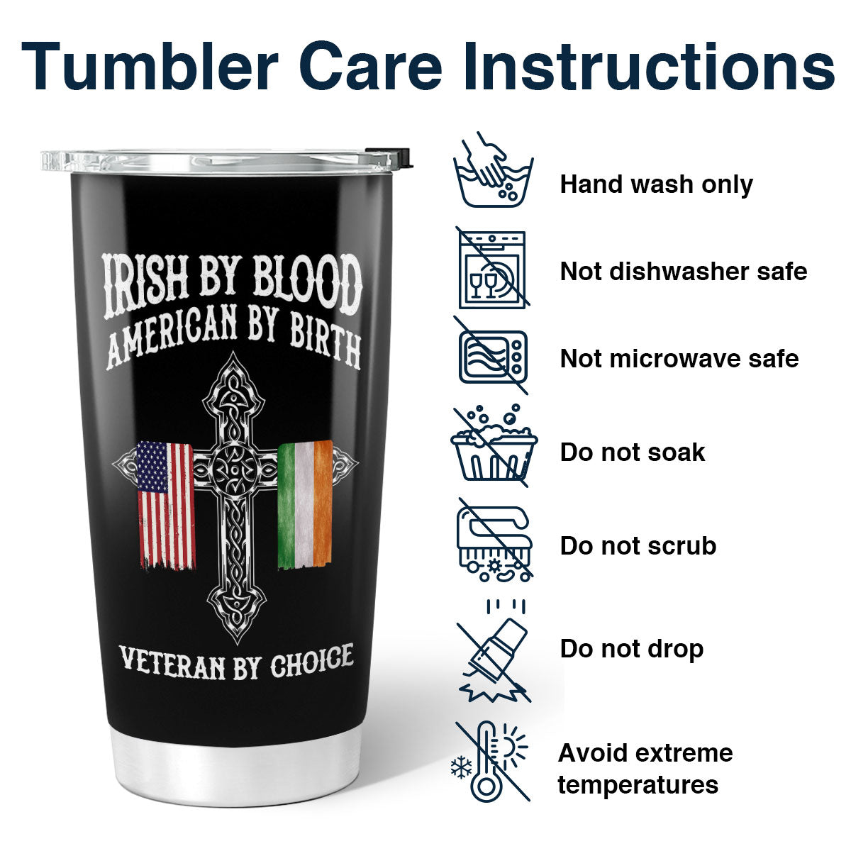 St. Patrick's Day Irish By Blood American By Birth Personalized Tumbler, Customize Title