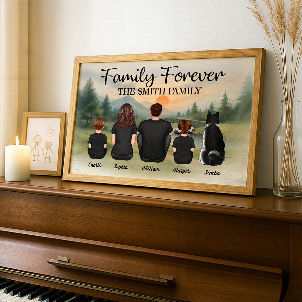 Mountain Landscape Family Forever Personalized Poster, Gift For Family, Dad, Mom