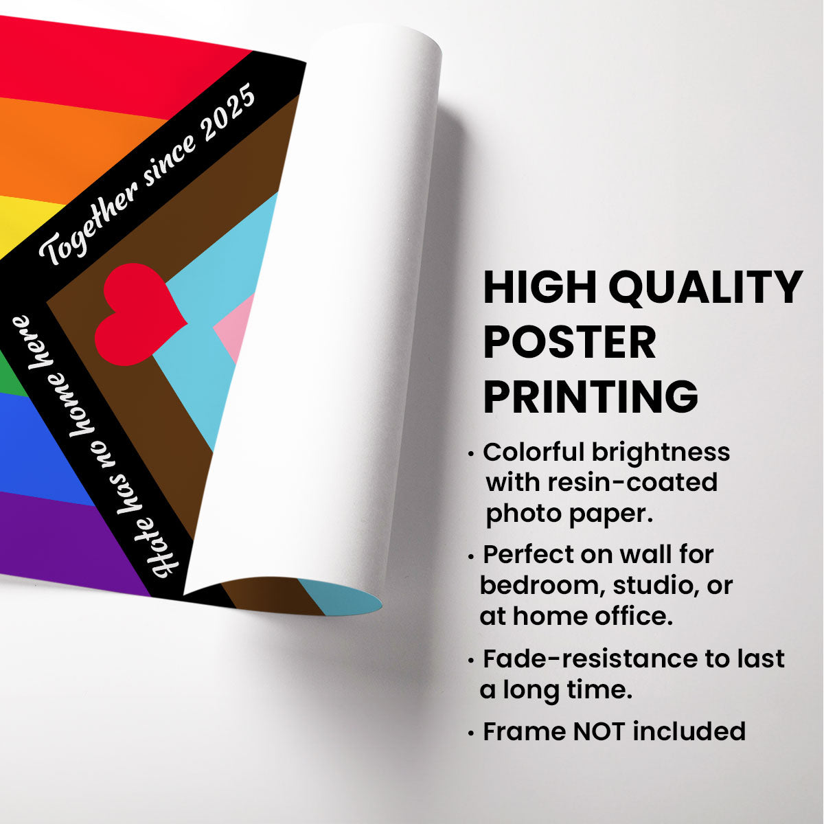 Hate Has No Home Here LGBT Couple Decor Personalized Poster