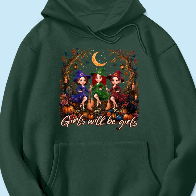 Girls Will Be Girls Besties Halloween - Personalized Shirt - Halloween Gift, Gift For Best Friends