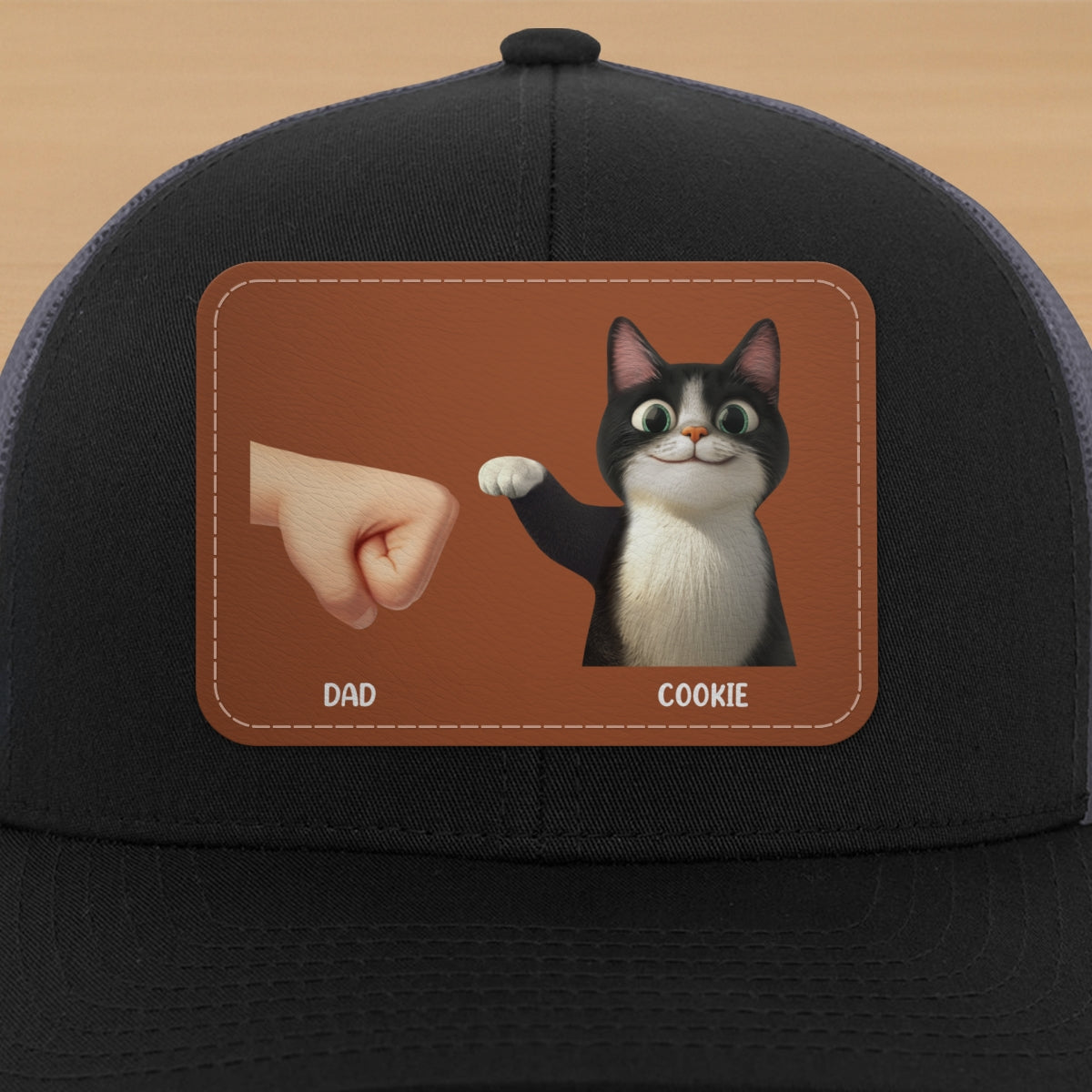 Best Cat Dad Cute Cartoon Cats Personalized Leather Patch Hat, Trucker Hat, Father's Day Gift for Cat Dads