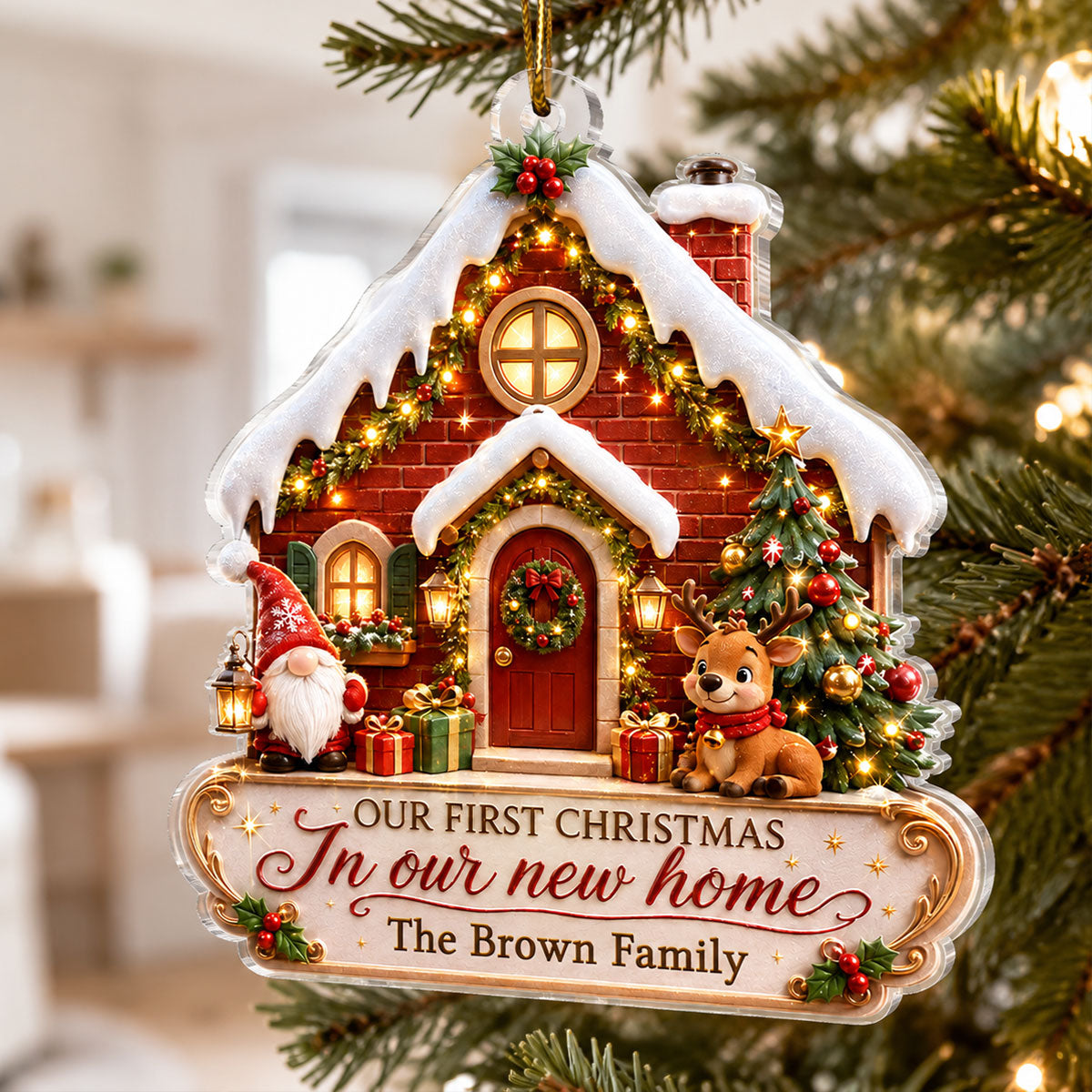 First Christmas in Our New Home - Personalized Acrylic Ornament - Housewarming Gift, New Home Decor