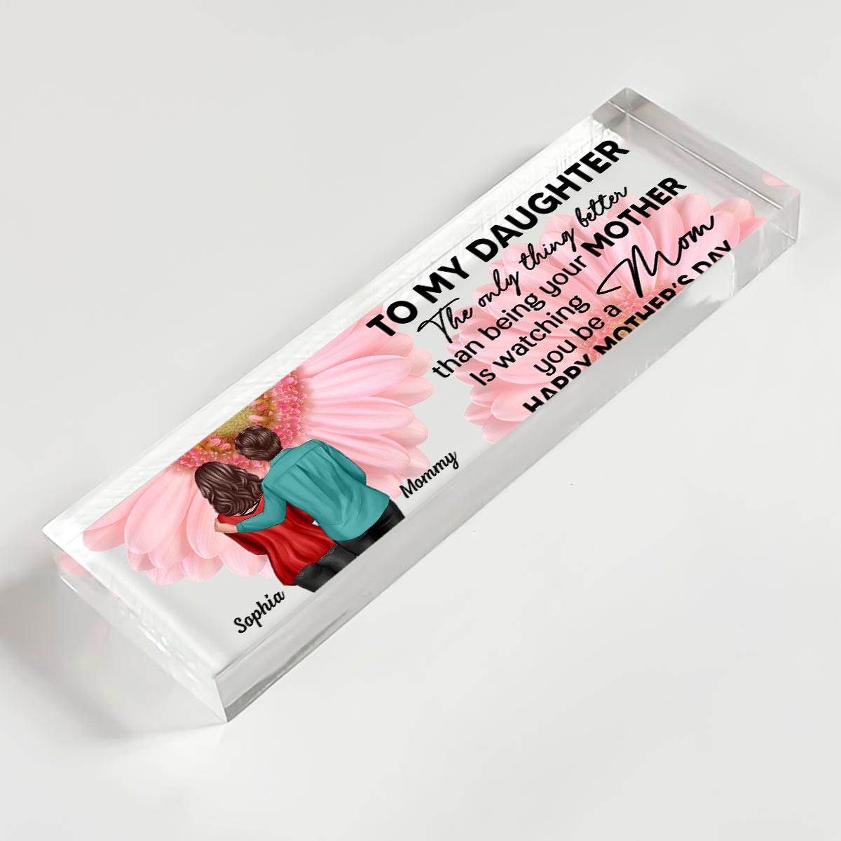 To My Daughter From Mom Personalized Acrylic Desk Block Plaque, Gift, Home Decor, Office Decor Gift For Daughter