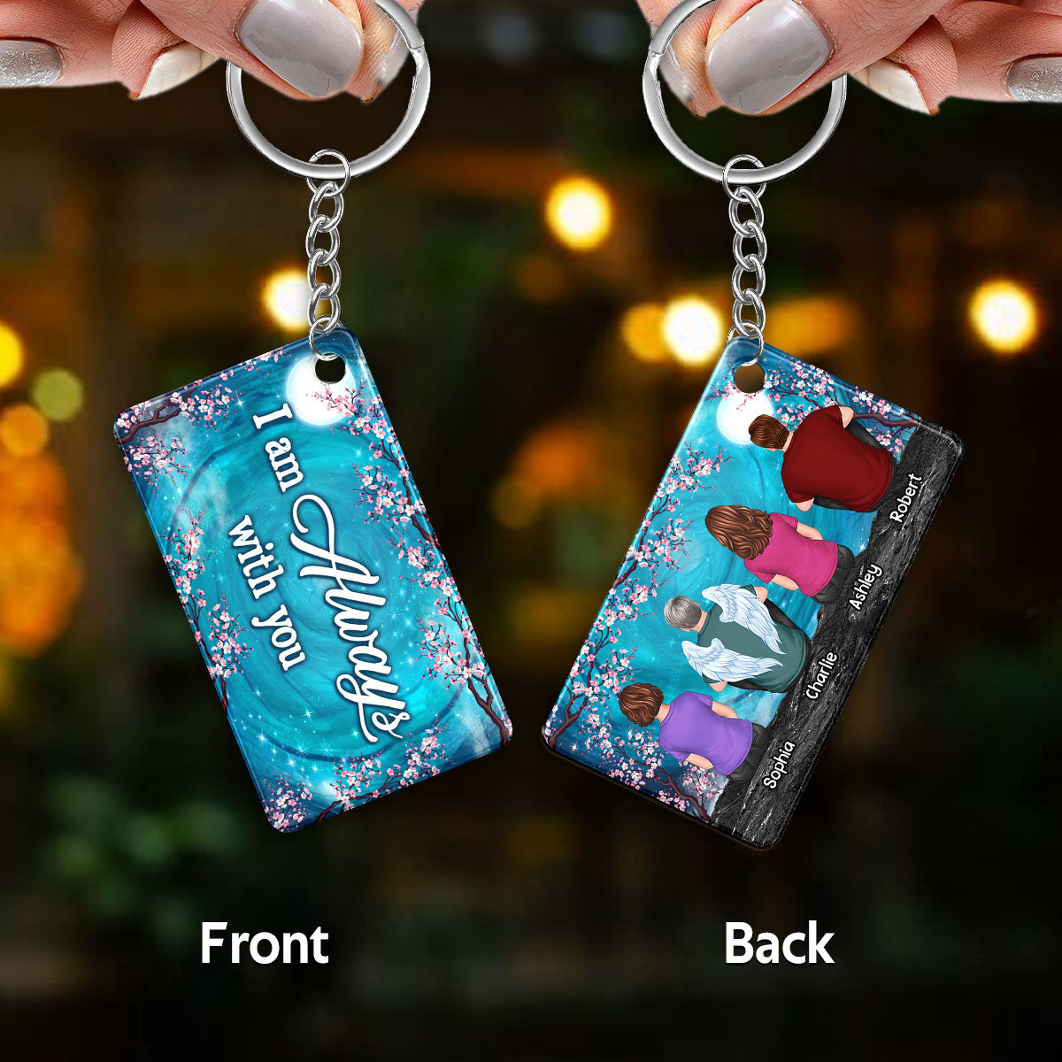 Blossom Moon Family Memorial Gift Sympathy Remembrance Keepsake Personalized Acrylic Keychain