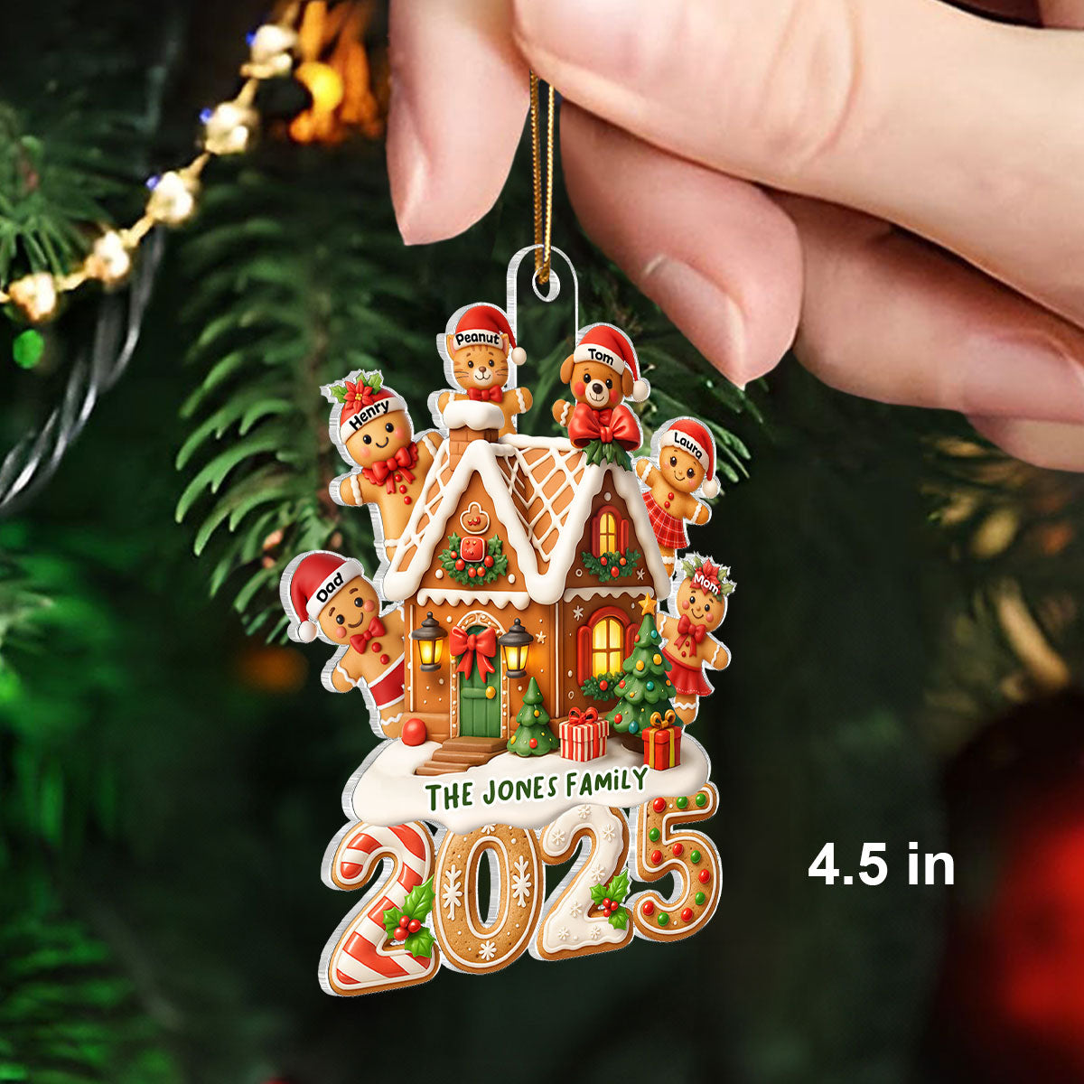 Gingerbread Family 2025 - Personalized Acrylic Ornament - Christmas Gift for Family, for Her, for Husband