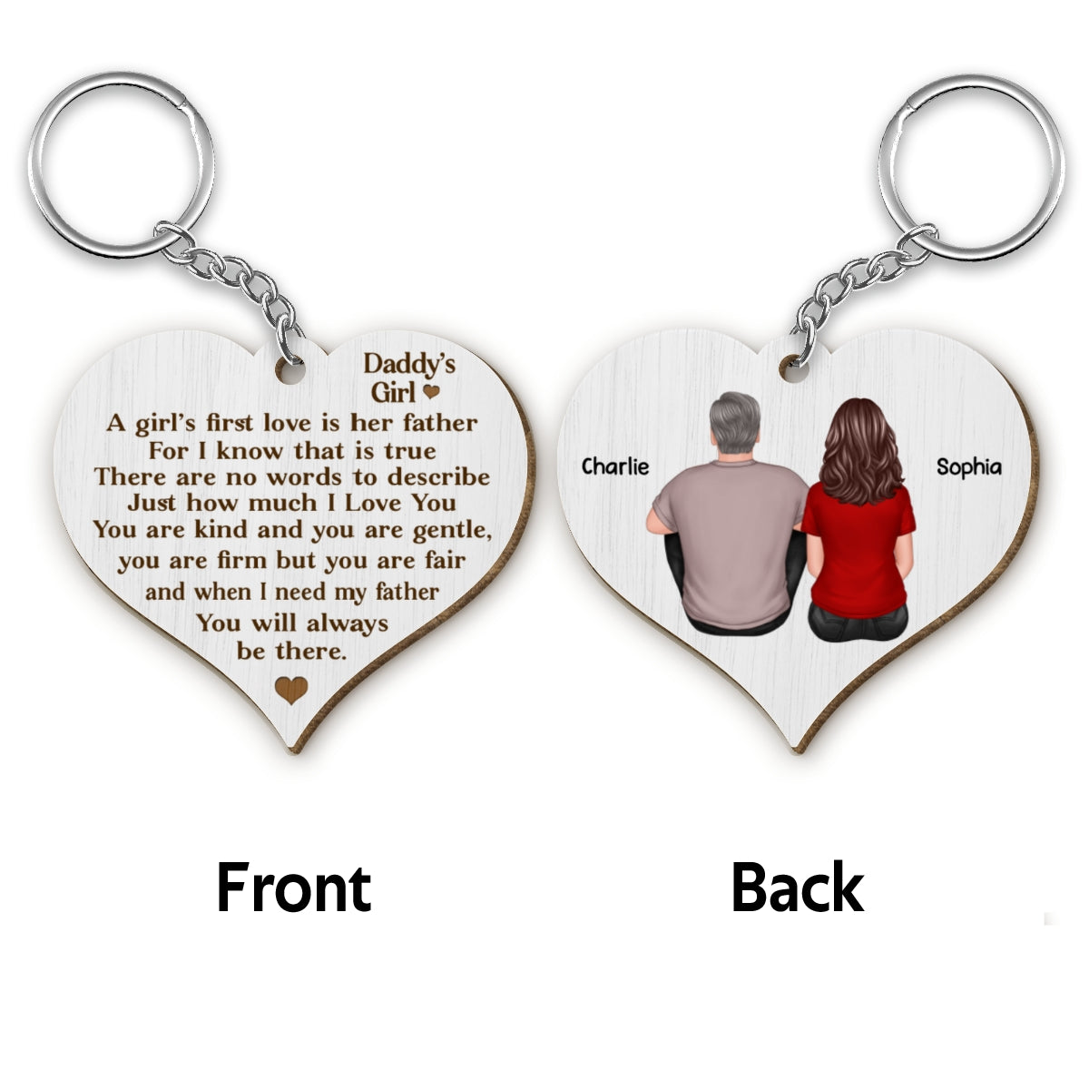 Daddy‘s Girl Personalized Wooden Keychain