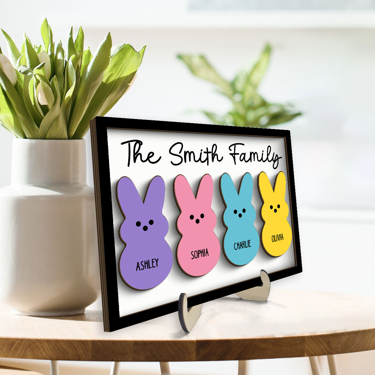 Family Easter Personalized 2-Layer Wooden Plaque