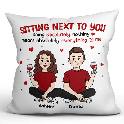Cartoon Couple Sitting Next To You Personalized Pillow