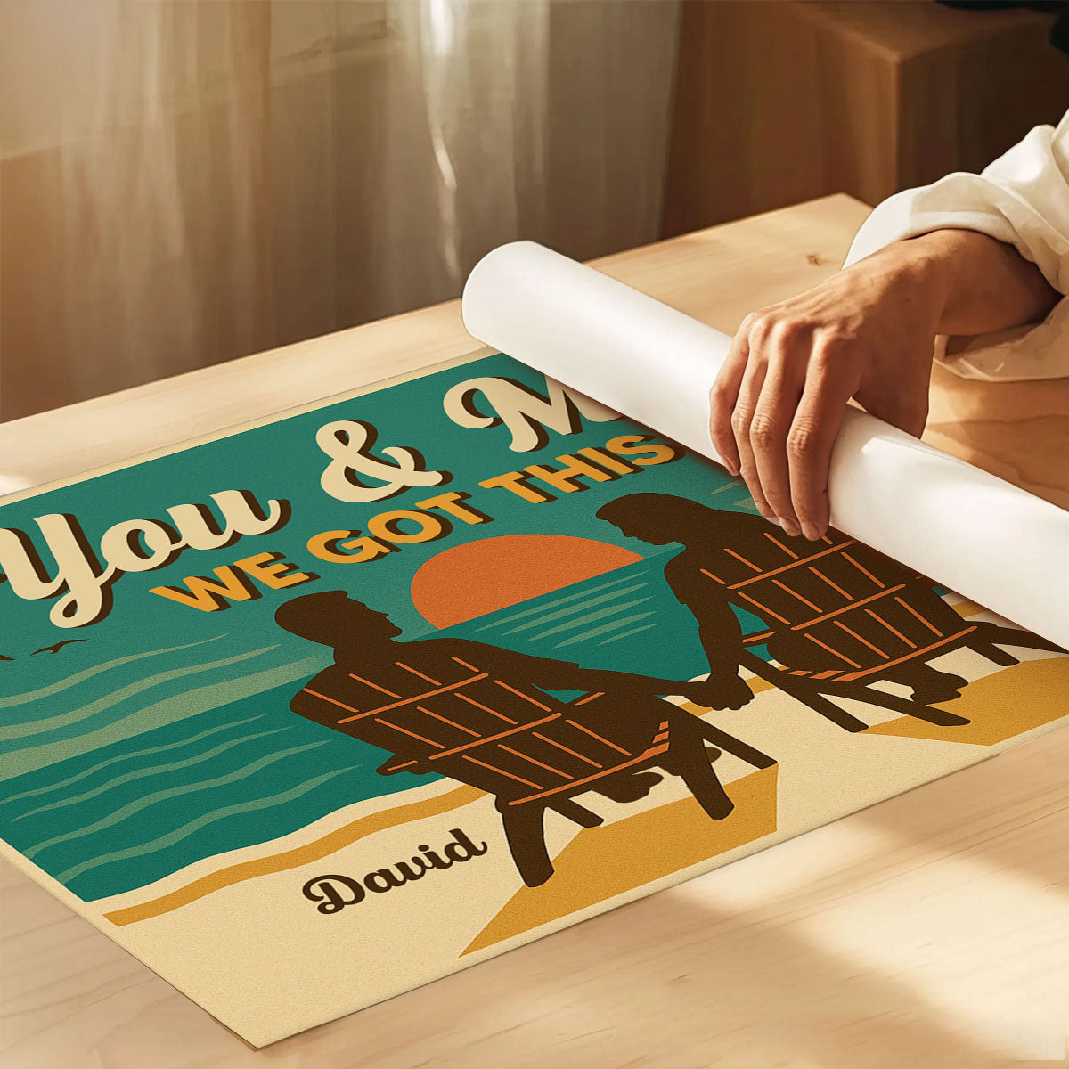 Eternal Love Couple Beach Landscape Retro Vintage Style - Personalized Poster