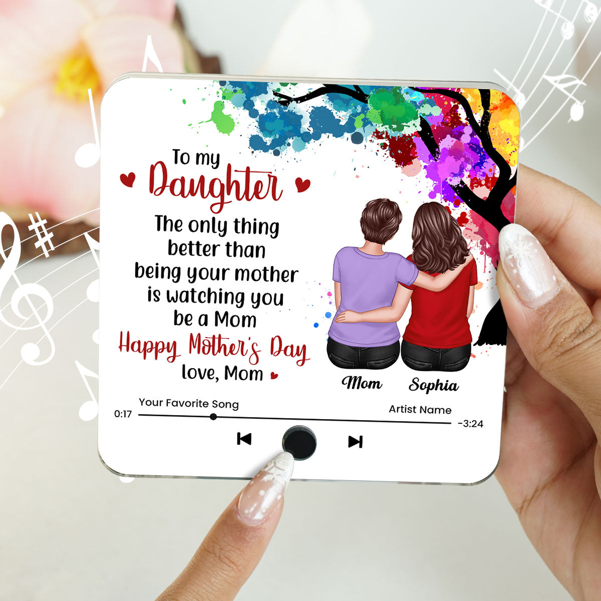 From Mom To My Daughter Personalized Music Fridge Magnet, Heartfelt Gift for Daughter, Daughter-in-law