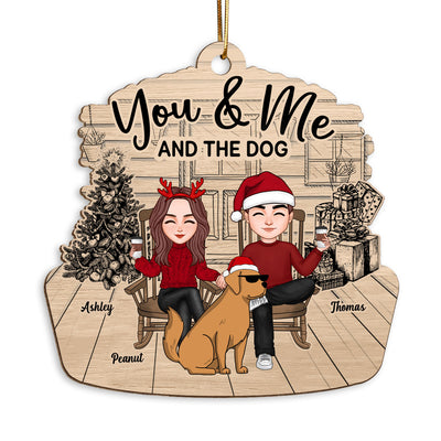 Couple And The Dogs Funny Dogs Cartoon Personalized Wooden Ornament