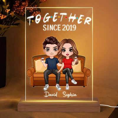 Couple On Sofa Personalized Rectangle Acrylic Plaque With LED Night Light - Valentine‘s Day Gift - Anniversary Gift For Her - Gift For Him