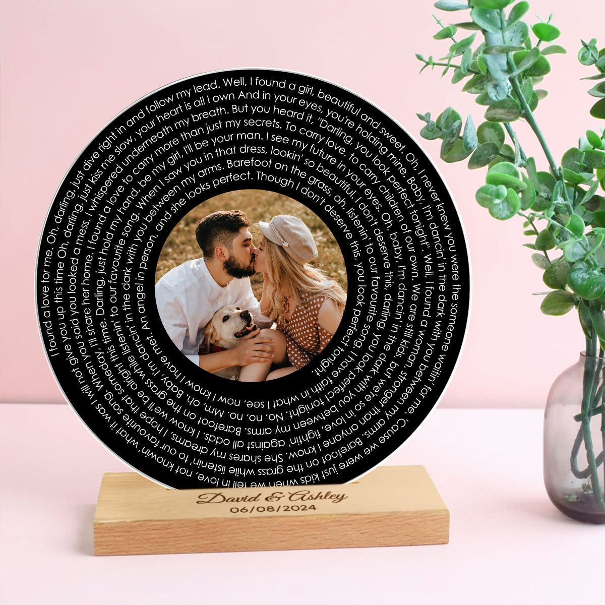 Couple Besties Family Photo Favorite Song Lyrics Personalized Acrylic Record Plaque, Heartfelt Gift For Couple, For Him, For Her, Boyfriend, Girlfriend, Husband, Wife