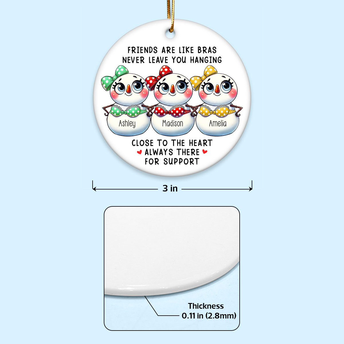 Personalized Snowman Friendship Christmas Ornaments 2024, Funny Gifts Christmas Ornaments for Besties