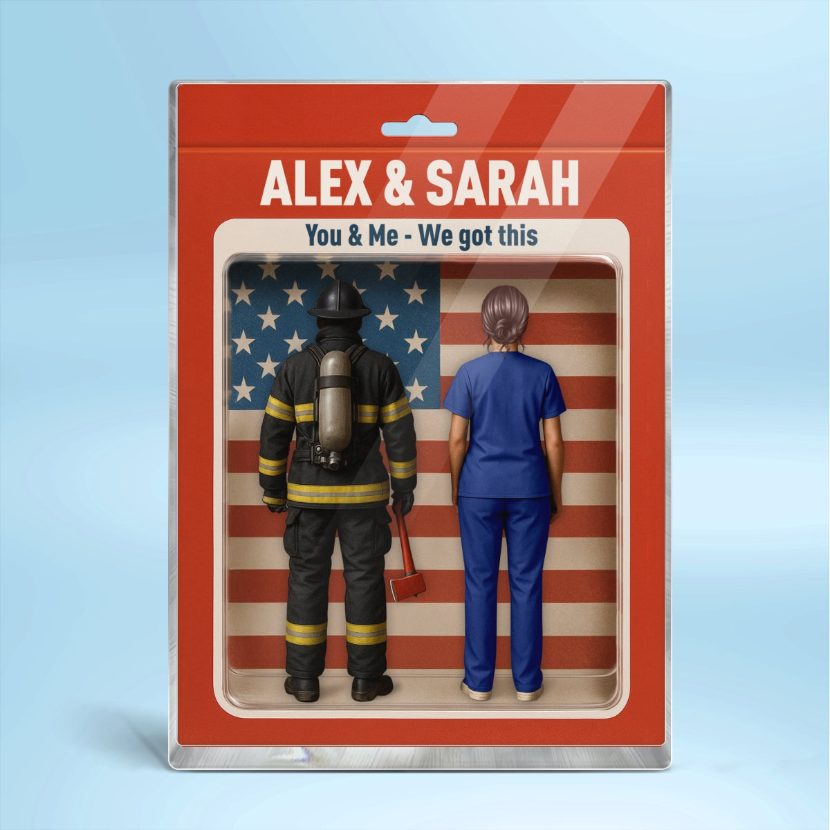 Hero Couple You & Me We Got This Realistic Figures Style Personalized Acrylic Block Plaque