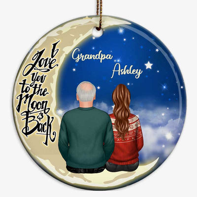 Grandpa Adult Grandchildren On Moon Personalized Circle Ornament