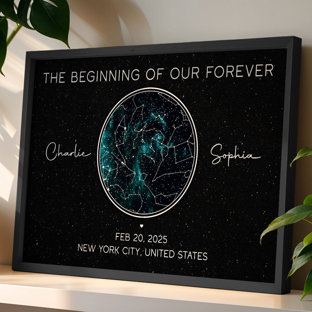 Galaxy Night Eternal Love Couple Custom Star Map Anniversary Date Personalized Poster
