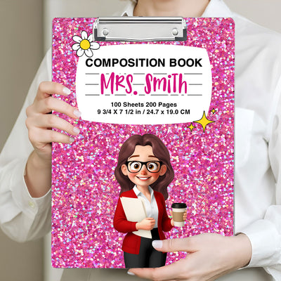 Teacher Galaxy Composition Book Pattern Personalized Acrylic Clipboard, Gift For Teacher