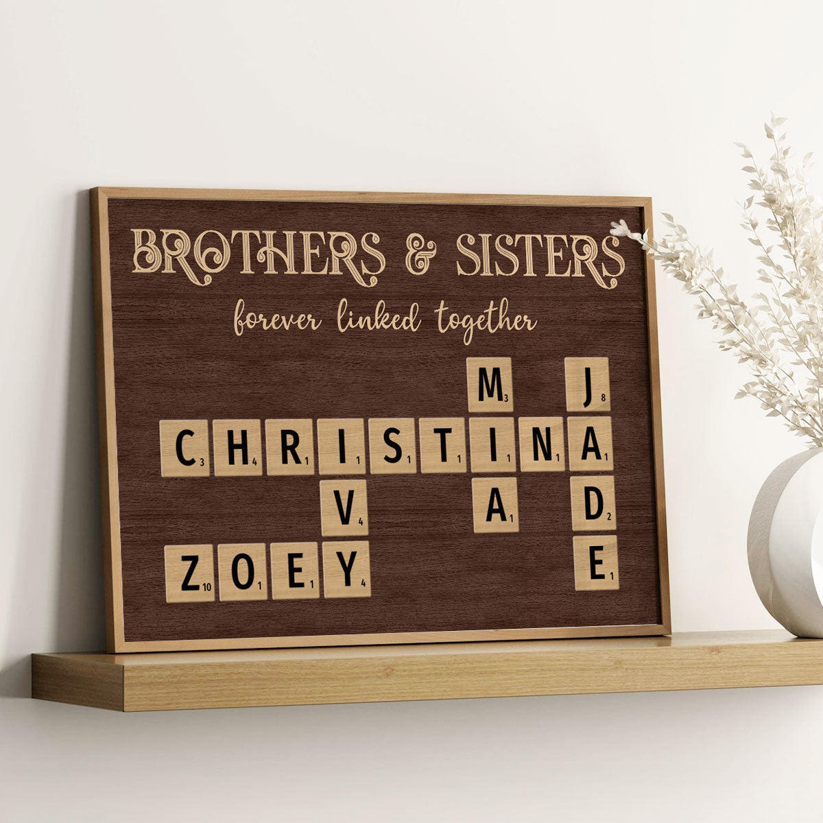 Family Forever Linked Together Crossword Puzzle Personalized Poster, Birthday Gift For Mom, Gift or Just Because