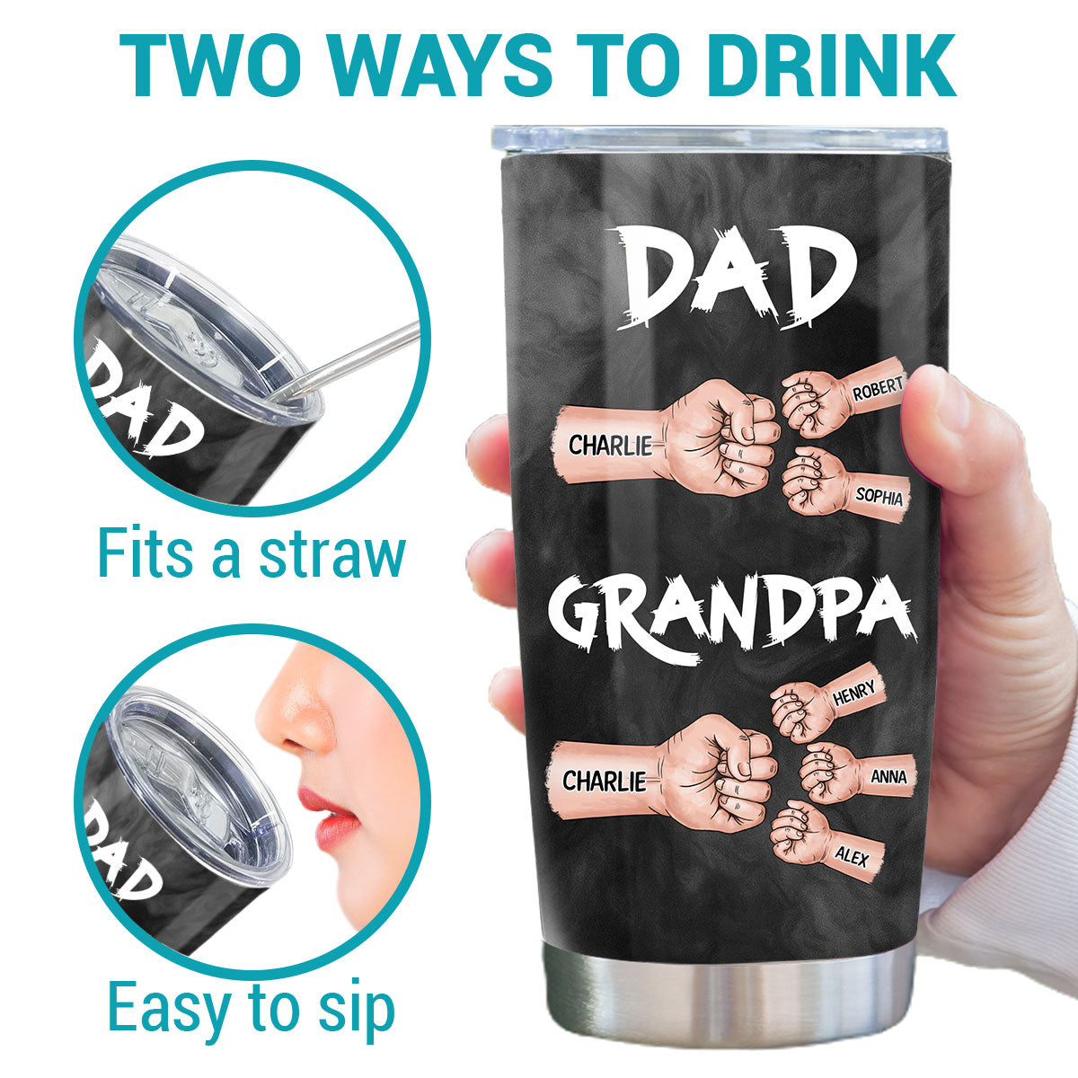 Dad Grandpa Fist Bump Personalized Tumbler, Gift For Dad, Grandpa