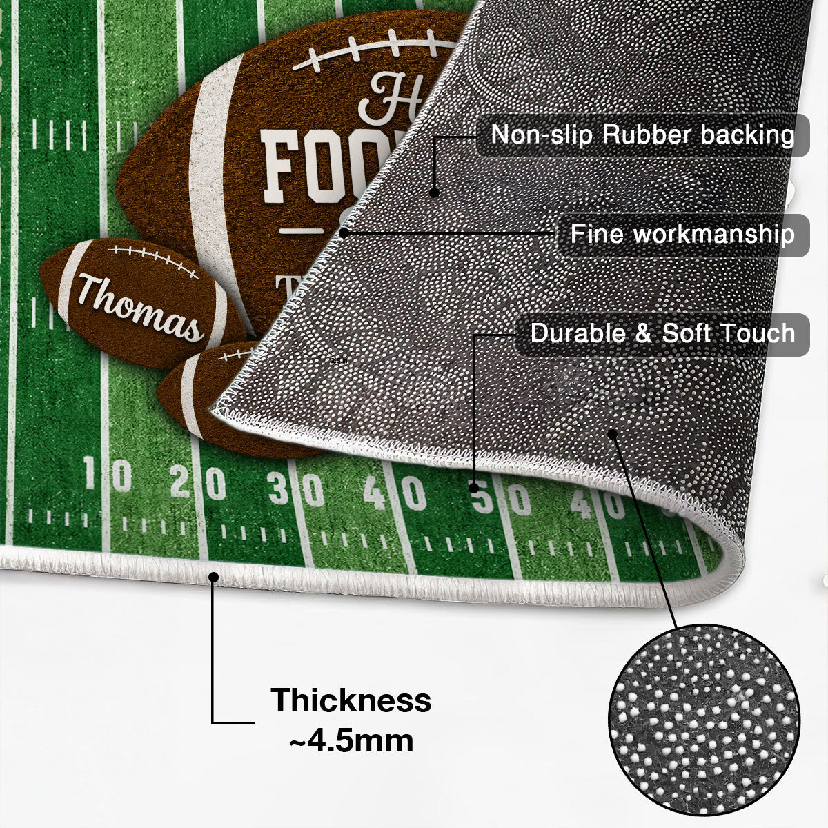 Hello Football Season Custom Family Names - Personalized Doormat - Football Season Decor For Family