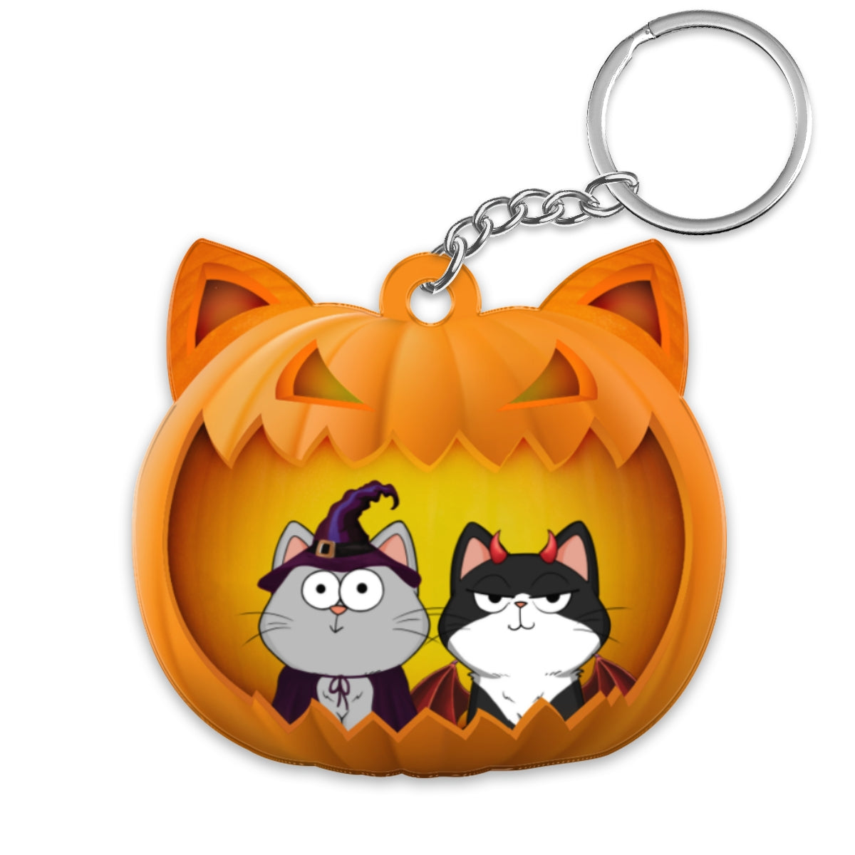 Halloween Cats In Cat Face Pumpkin Personalized Acrylic Keychain