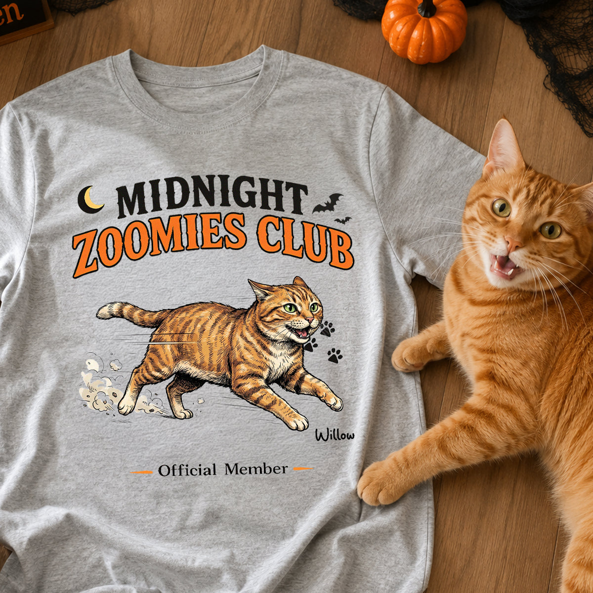 Midnight Zoomies Club Custom Pet Photo - Personalized Shirt - Funny Halloween Costume For Dog Cat Lover