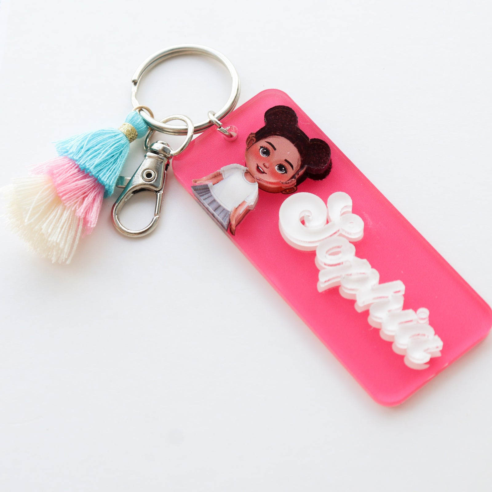 Cute Kid Personalized 2-Layer Acrylic Keychain, Name Tag, Back To School Gift