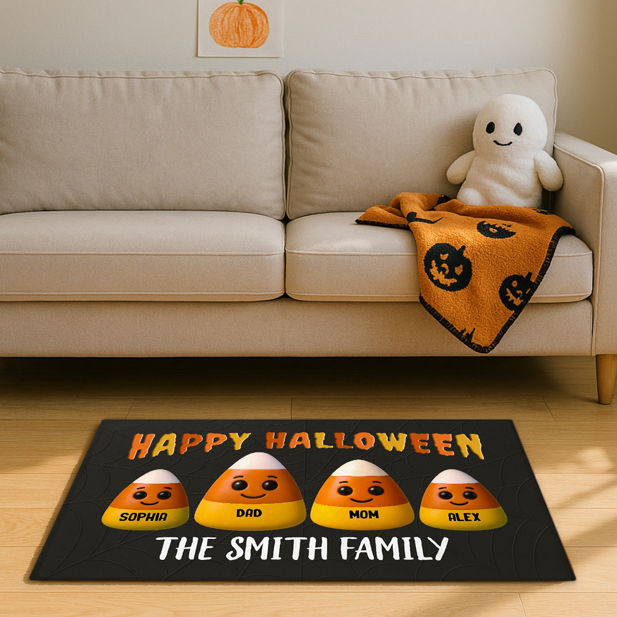 3D Effect Halloween Cute Funny Candy Family Personalized Doormat
