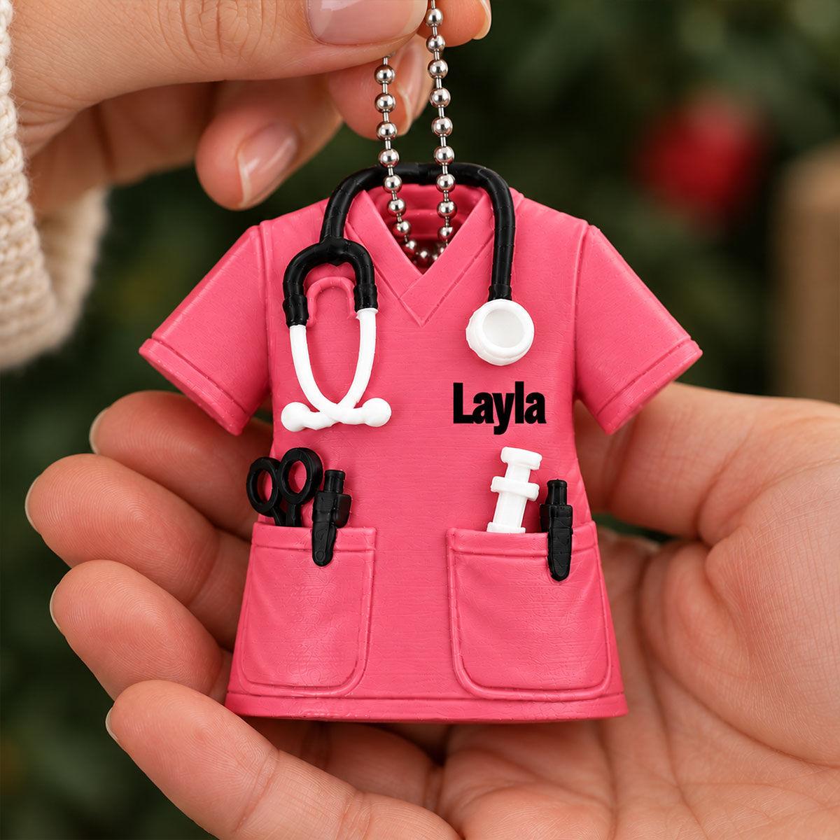 3D Printed Nurse Scrub Custom Name - Personalized 3D Ornament - Christmas Gift For Nurse, RN