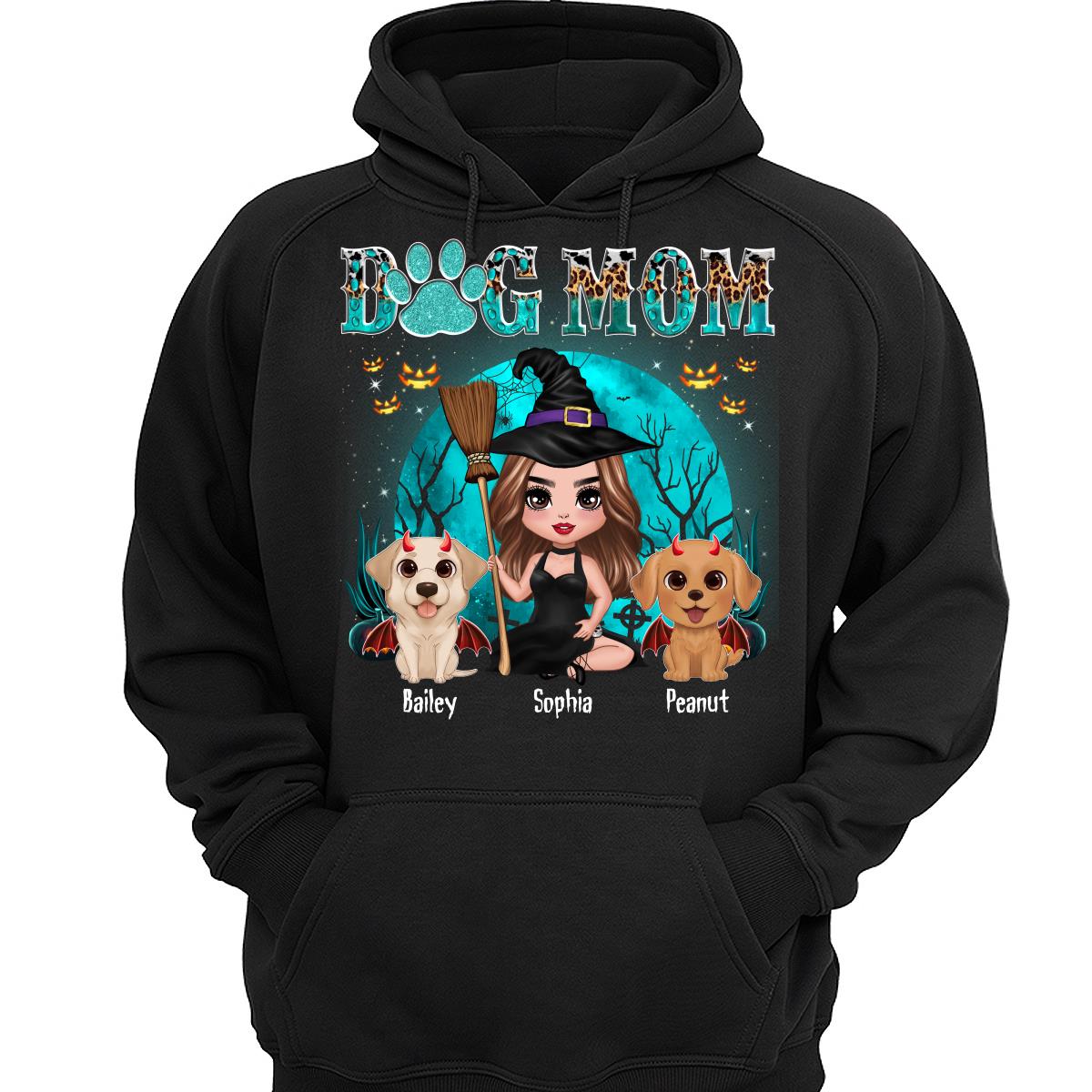 Teal And Leopard Halloween Dog Mom Personalized Shirt