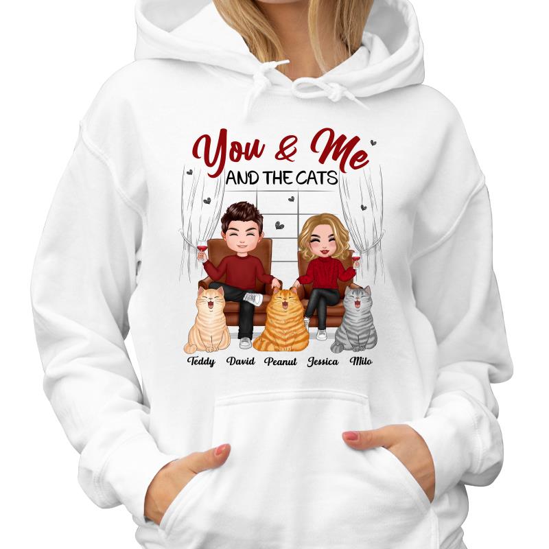 Couple And Cats Sitting Personalized Shirt